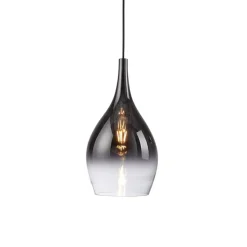 Paul Neuhaus Pilua hængelampe, røggrå, glas, Ø 20 cm, E27