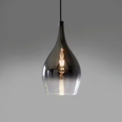 Paul Neuhaus Pilua hængelampe, røggrå, glas, Ø 20 cm, E27