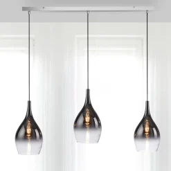 Paul Neuhaus Pilua hængelampe, røg, glas, 100 cm, 3 lyskilder.