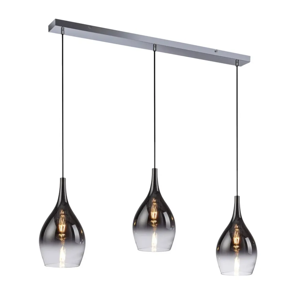 Paul Neuhaus Pilua hængelampe, røg, glas, 100 cm, 3 lyskilder.