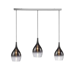 Paul Neuhaus Pilua hængelampe, røg, glas, 100 cm, 3 lyskilder.
