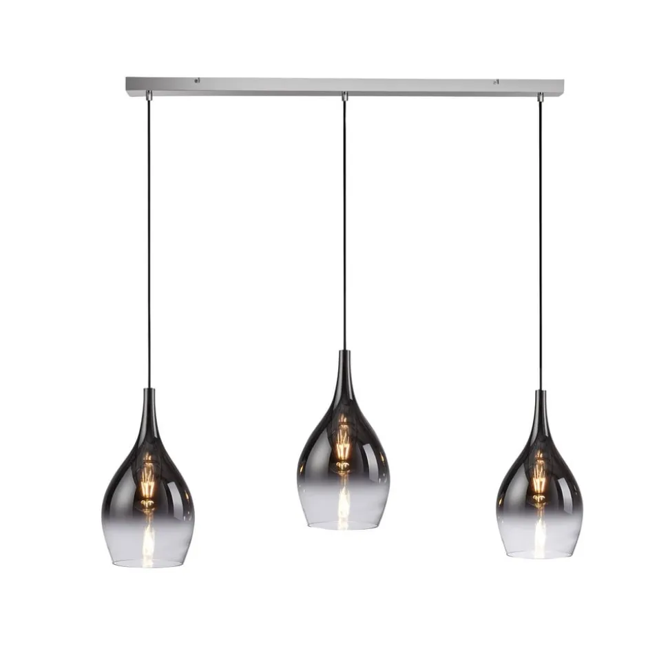 Paul Neuhaus Pilua hængelampe, røg, glas, 100 cm, 3 lyskilder.