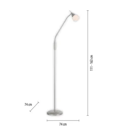 Paul Neuhaus Pino gulvlampe, sølv, 163 cm, dæmpbar, G9