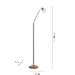 Paul Neuhaus Pino gulvlampe, antik messing, 163 cm, dæmpbar