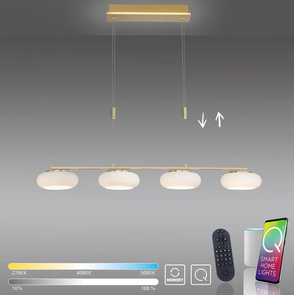 Paul Neuhaus Q-ETIENNE LED-hængelampe 4 lk messing