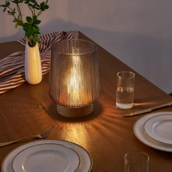 Pauleen Fancy Glamour E27-LED-batteri, træ, taupe