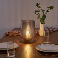 Pauleen Fancy Glamour E27-LED-batteri, træ, taupe
