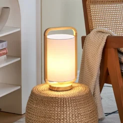 Pauleen Woody Charm bordlampe af stof og træ