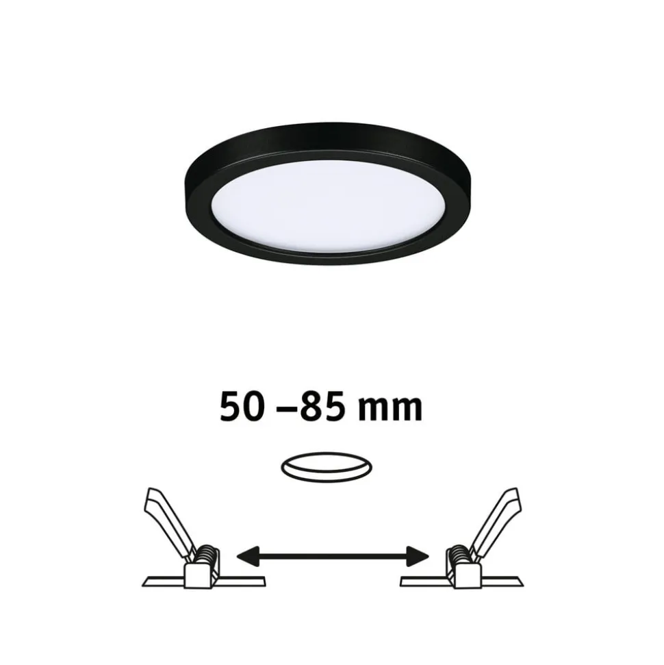 Paulmann Areo LED-panel rund sort 4000K Ø11,8cm
