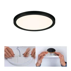 Paulmann Areo LED-panel rund sort 3000K Ø17,5cm