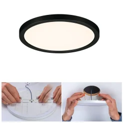 Paulmann Areo LED-panel rund sort 3000K Ø17,5cm