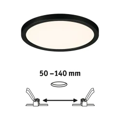 Paulmann Areo LED-panel rund sort 3000K Ø17,5cm