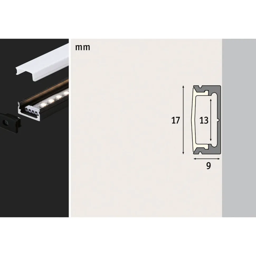 Paulmann Base Profil, sort, hvid, 1 m