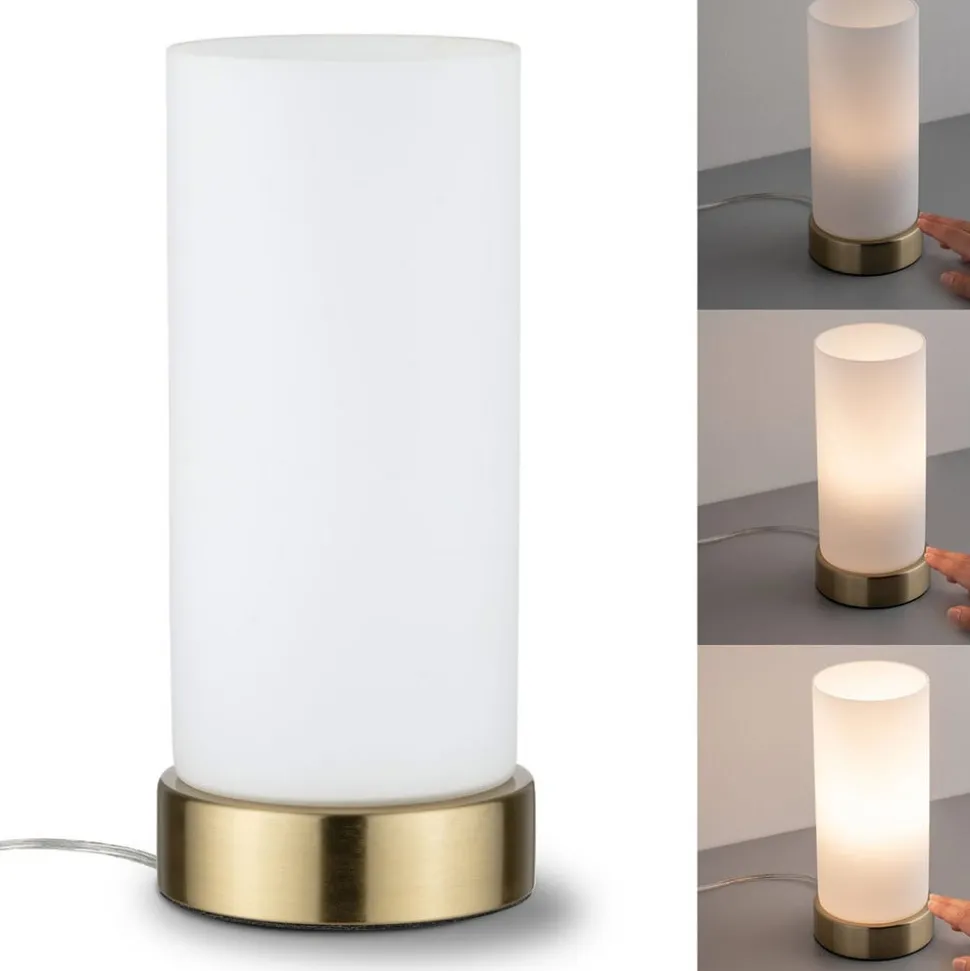 Paulmann bordlampe Pinja messing/opal
