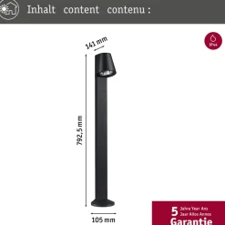 Paulmann Caissa sensor-vejlampe antracit 3000K