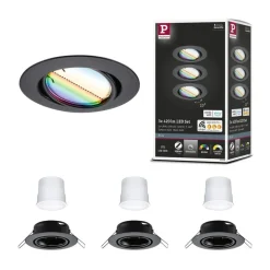 Paulmann Coin Base LED indbygningsspot sort 3 RGBW ZigBee
