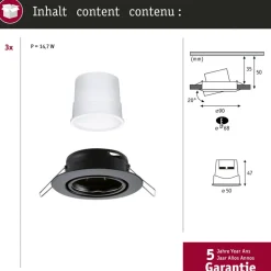Paulmann Coin Base LED indbygningsspot sort 3 RGBW ZigBee