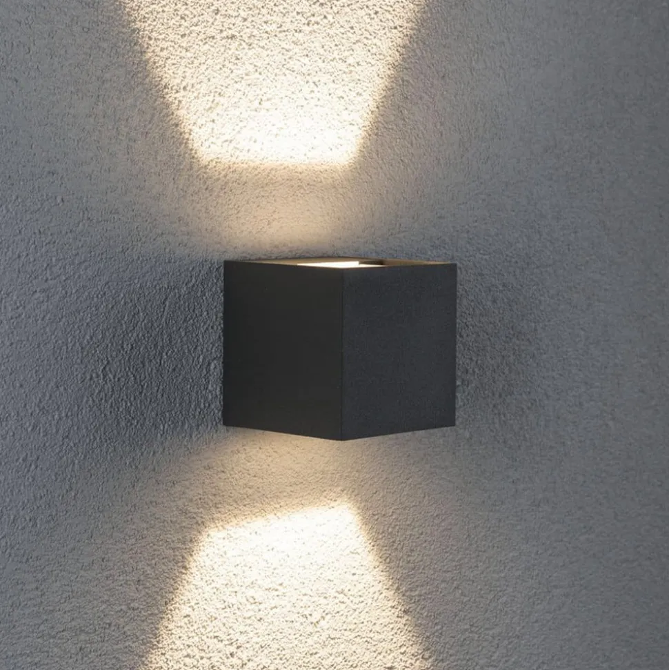 Paulmann Cybo udendørs LED-væglampe, 2.700 K, 8 x 8 cm, grå