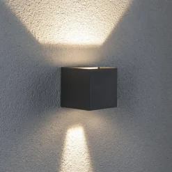 Paulmann Cybo udendørs LED-væglampe, 2.700 K, 8 x 8 cm, grå
