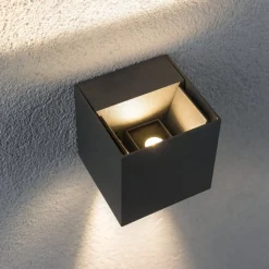 Paulmann Cybo udendørs LED-væglampe, 2.700 K, 8 x 8 cm, grå