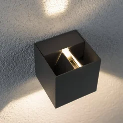 Paulmann Cybo udendørs LED-væglampe, 2.700 K, 8 x 8 cm, grå