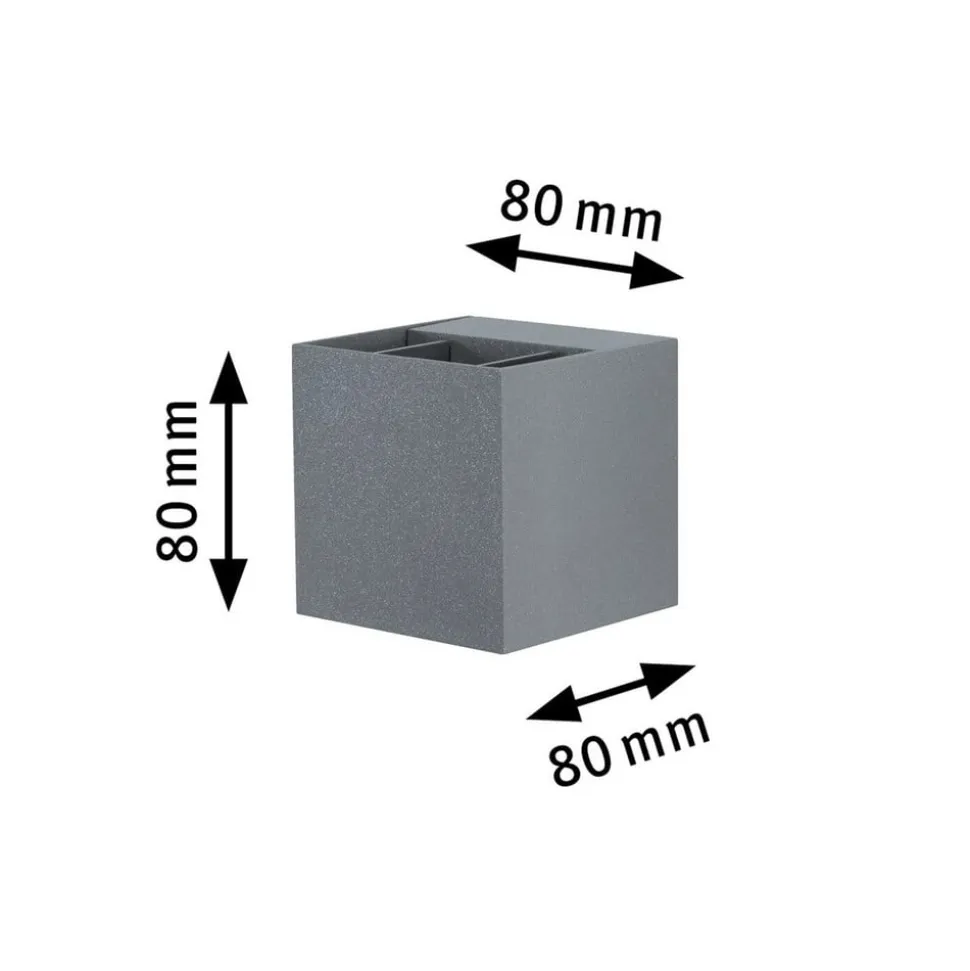 Paulmann Cybo udendørs LED-væglampe, 2.700 K, 8 x 8 cm, grå