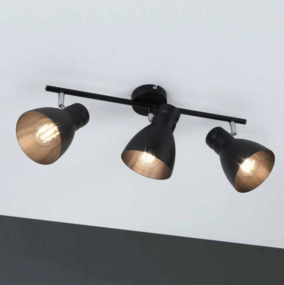 Paulmann Davy loftlampe, sort, 3 lyskilder
