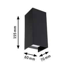 Paulmann Flame væglampe 2 lk 15,5 cm antracit