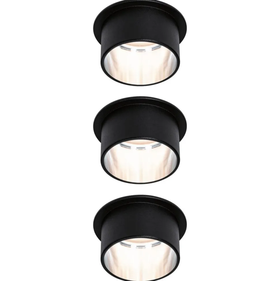 Paulmann Gil LED-indbygning, mat sort/jer, 3 stk