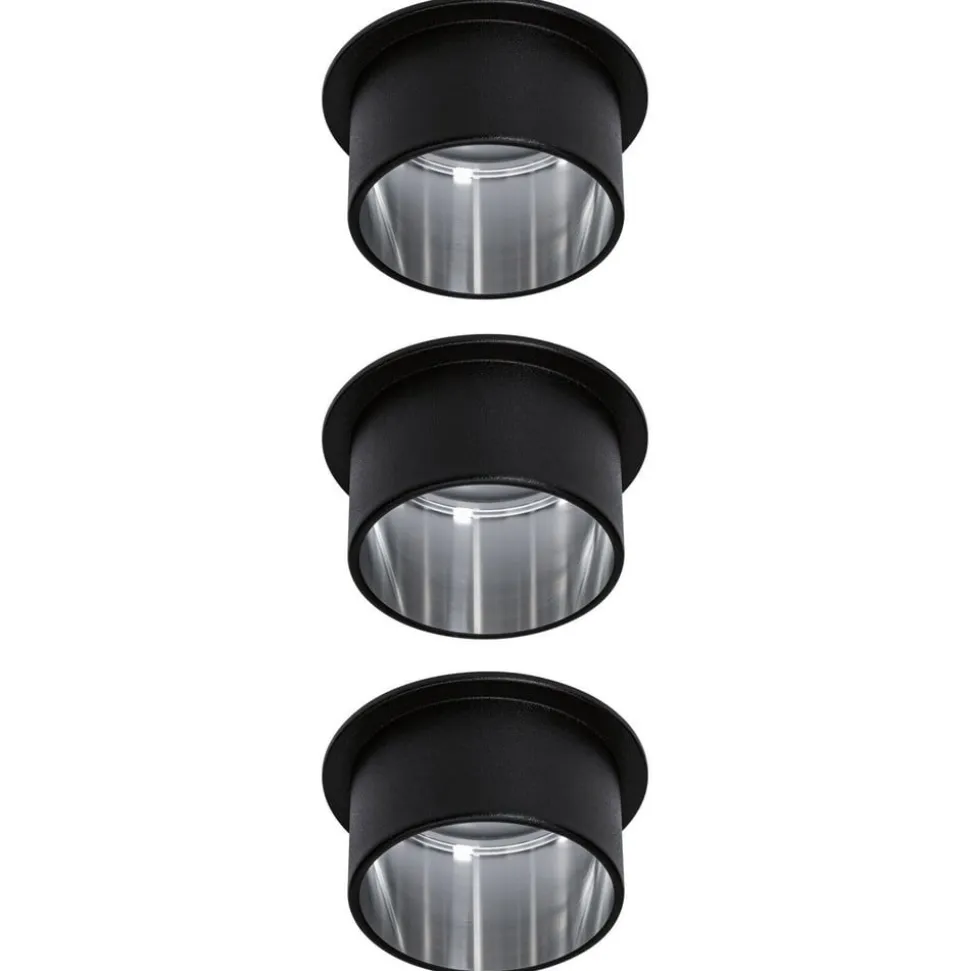 Paulmann Gil LED-indbygning, mat sort/jer, 3 stk