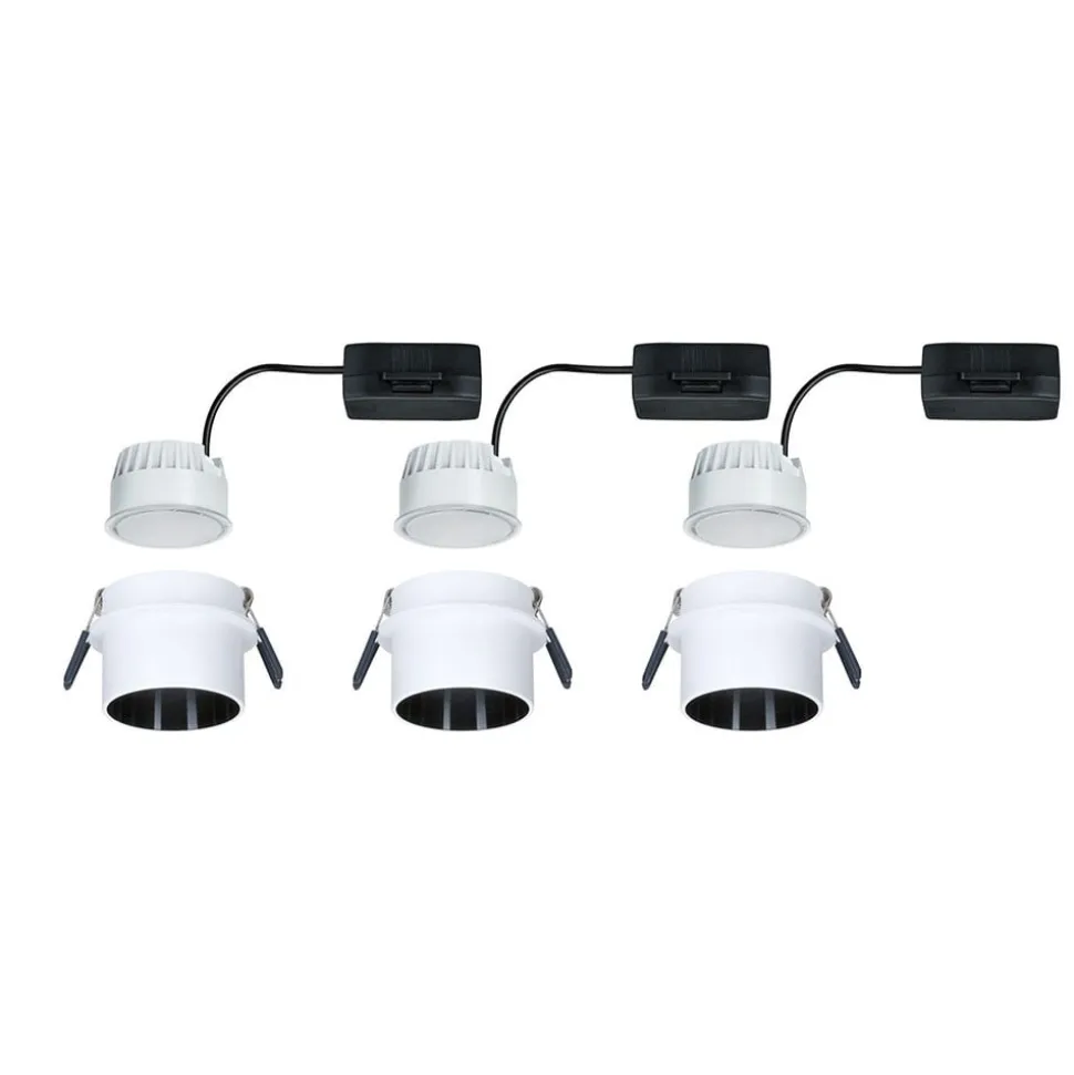Paulmann Gil LED-indbygning, hvid/mat sort, 3 stk