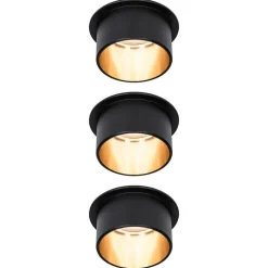 Paulmann Gil LED-indbygning, mat sort/guld, 3 stk