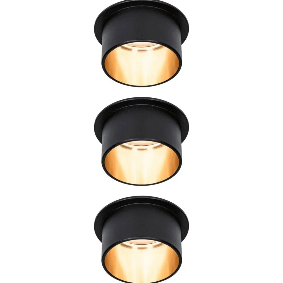 Paulmann Gil LED-indbygning, mat sort/guld, 3 stk