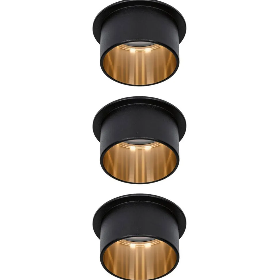 Paulmann Gil LED-indbygning, mat sort/guld, 3 stk