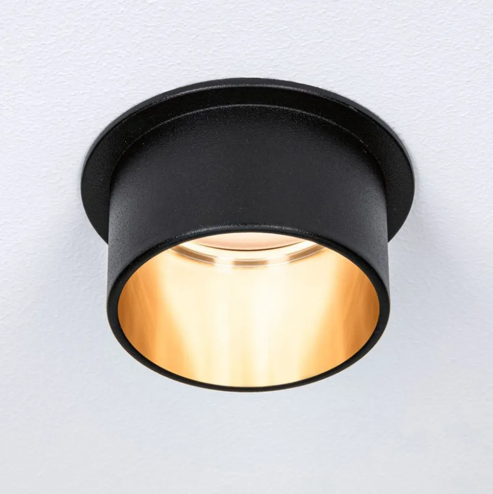 Paulmann Gil LED-indbygning, mat sort/guld, 3 stk