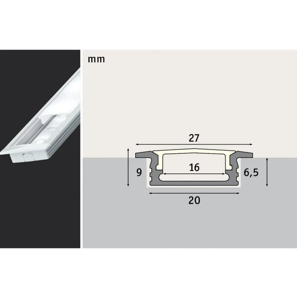 Paulmann Gulvindbygningsprofil til LED-strips 2m