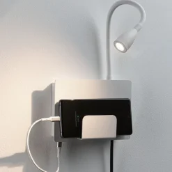 Paulmann Halina USB LED-væglampe, fleksibel arm hvid