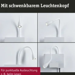 Paulmann Halina USB LED-væglampe, fleksibel arm hvid
