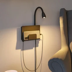Paulmann Halina USB LED-væglampe, fleksibel arm sort
