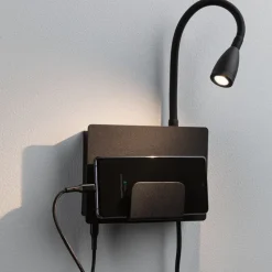 Paulmann Halina USB LED-væglampe, fleksibel arm sort