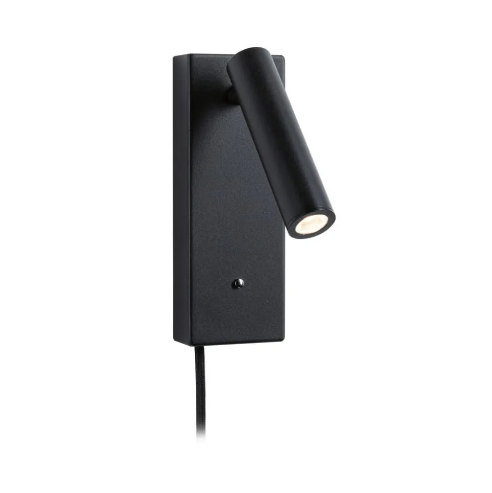 Paulmann Hulda USB LED-vægspot, dæmpbar, sort, afbryder