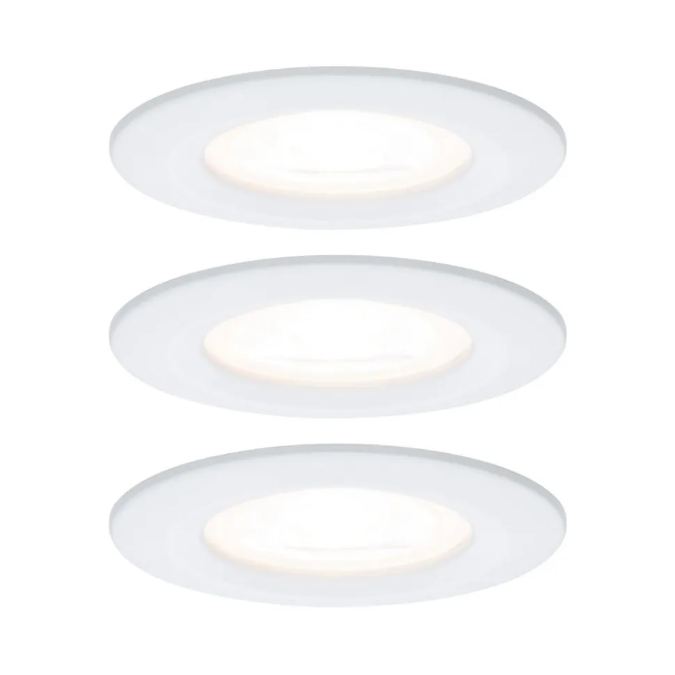 Paulmann indbygningslampe Nova, hvid Ø 8 cm GU10-LED IP44 3-pak