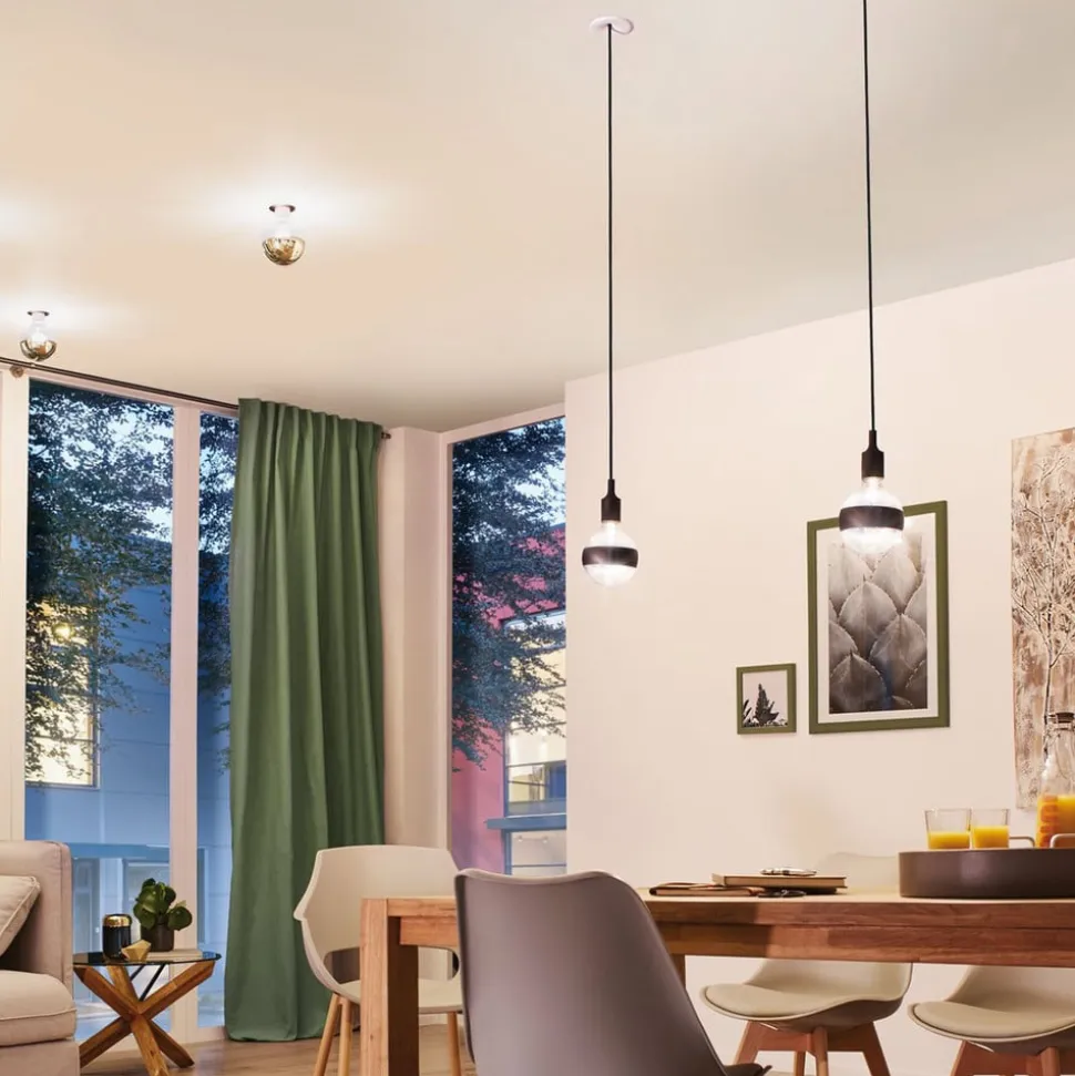 Paulmann LED E27 6,5 W G125 ringspejl, sort