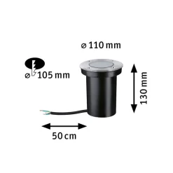 Paulmann LED nedgravningslampe 94732, Ø 11 cm, stål