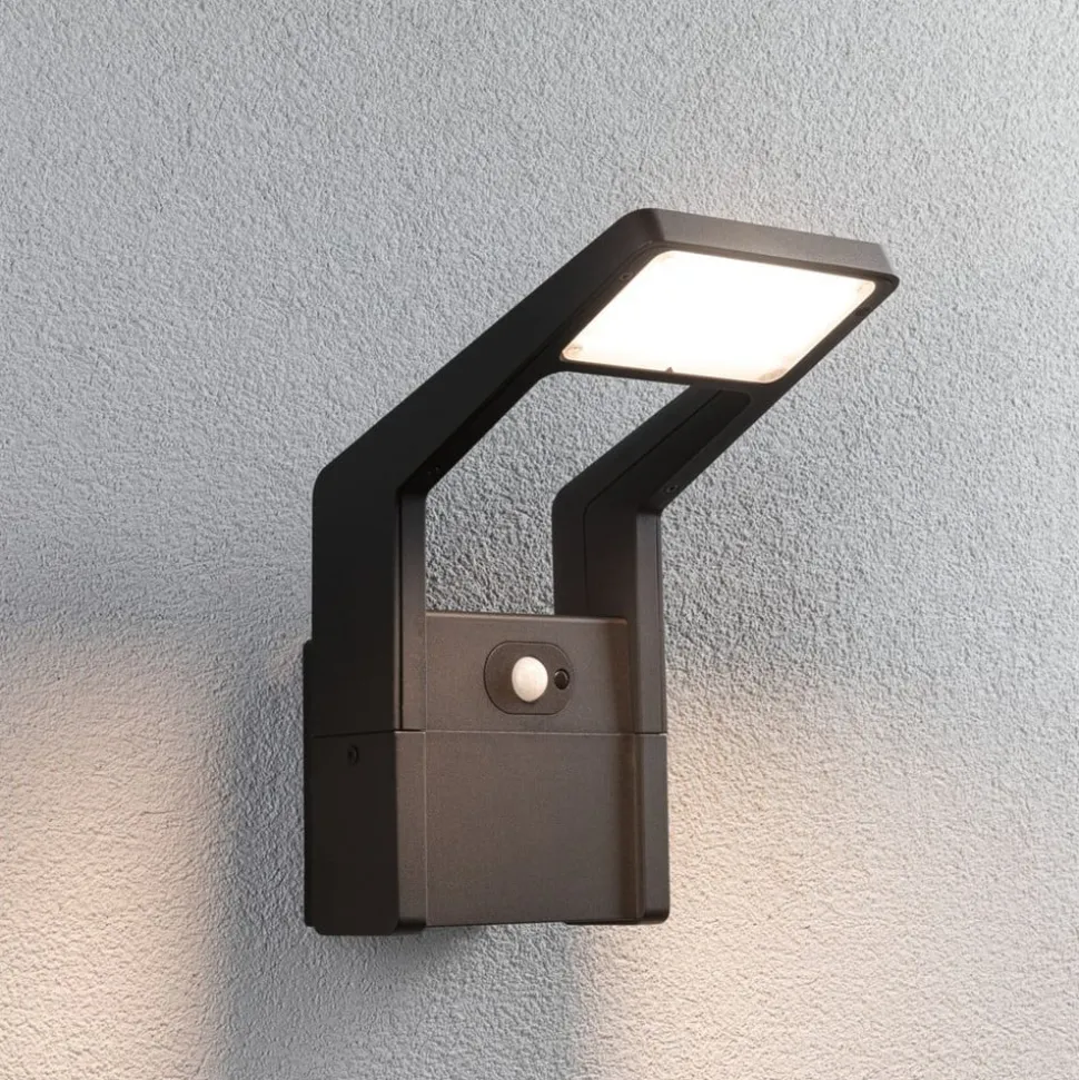 Paulmann LED udendørs væglampe Juntea, aluminium, antracit, sensor