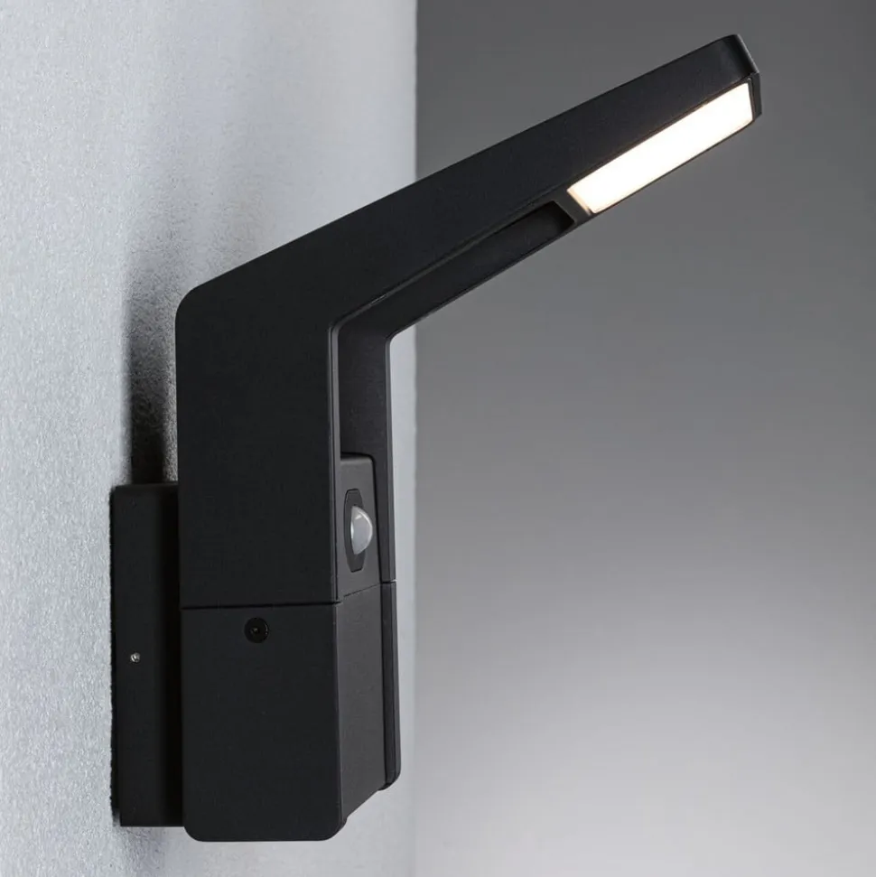 Paulmann LED udendørs væglampe Juntea, aluminium, antracit, sensor