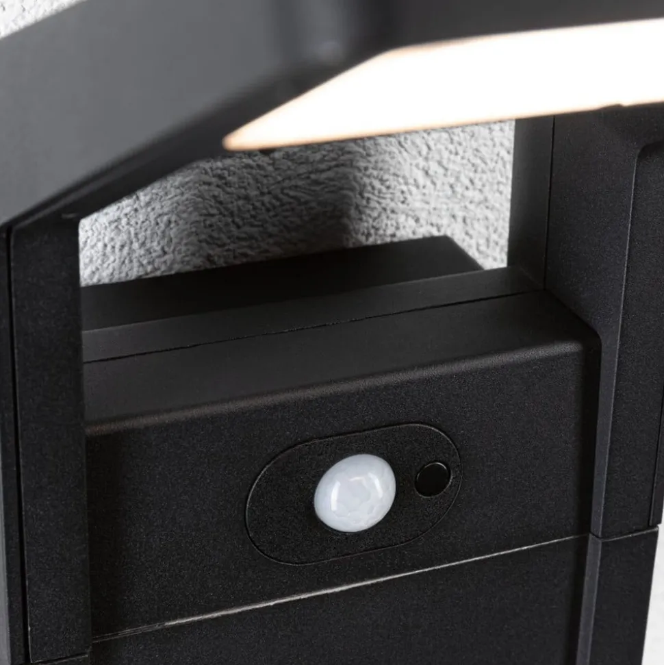 Paulmann LED udendørs væglampe Juntea, aluminium, antracit, sensor