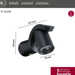 Paulmann LED udendørs væglampe Cuff, sensor, antracit