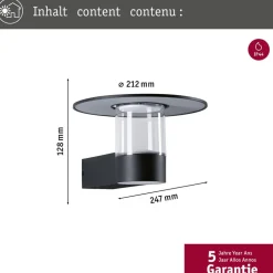 Paulmann LED udendørs væglampe Sienna, aluminium, sensor