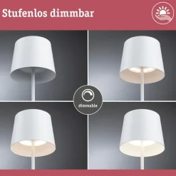 Paulmann LED-bordlampe Gilo, hvid, plast, IP44